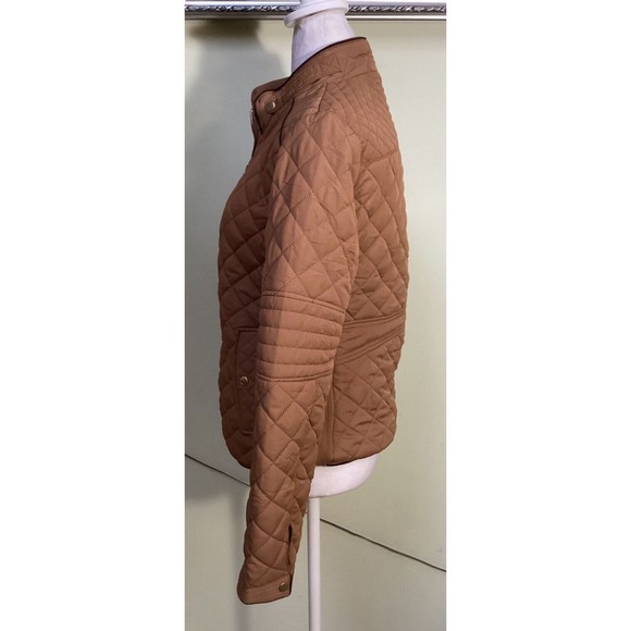 Love Tree Diamond Quilted Jacket Women’s Size M Brown Full Zip Lined Pockets - Picture 5 of 14